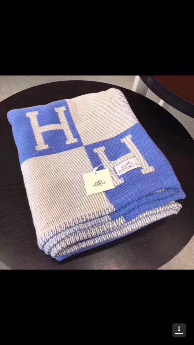 Hermes original wool avalon blanket HB0065 blue