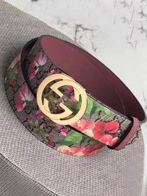 GG original blooms canvas belt 37mm 370543 bordeaux