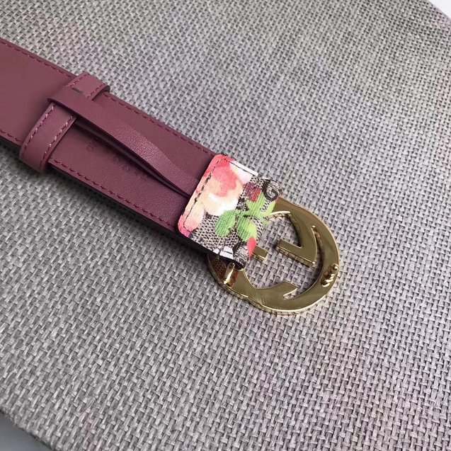 GG original blooms canvas belt 37mm 370543 bordeaux