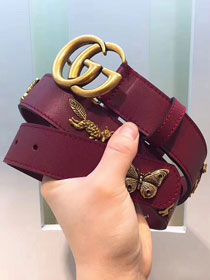 GG original calfskin animals belt 38mm 405624 burgundy