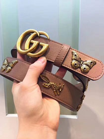 GG original calfskin animals belt 38mm 405624 nude