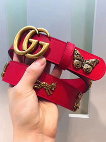 GG original calfskin animals belt 38mm 405624 red