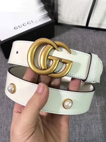 GG original calfskin belt 35mm 223891 white