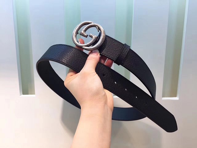 GG original calfskin belt 40mm 370717 black(silver)