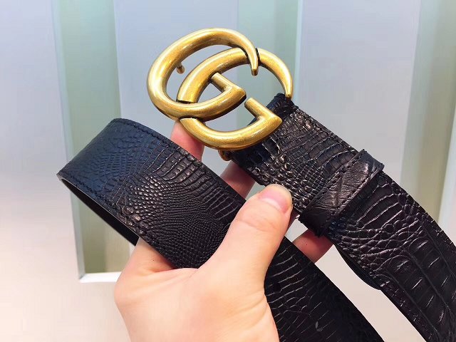 GG original calfskin belt 40mm 370717 black(gold)