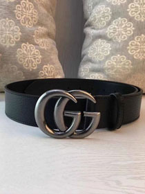 GG original calfskin flower belt 38mm 405624 black silver