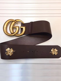 GG original calfskin wide belt 70mm 453265 dark coffee