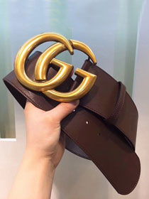 GG original calfskin wide belt 70mm 453265-2 dark coffee