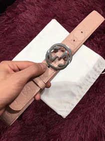 GG original signature calfskin belt 38mm 411924 pink