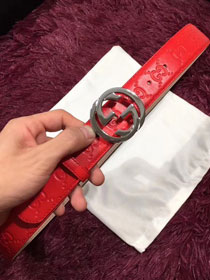 GG original signature calfskin belt 38mm 411924 red