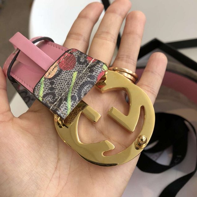 GG original blooms canvas belt 37mm 370543 pink