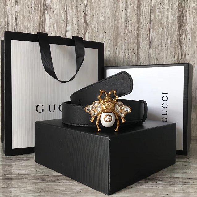 GG original calfskin bee buckle belt 20mm 114984 black