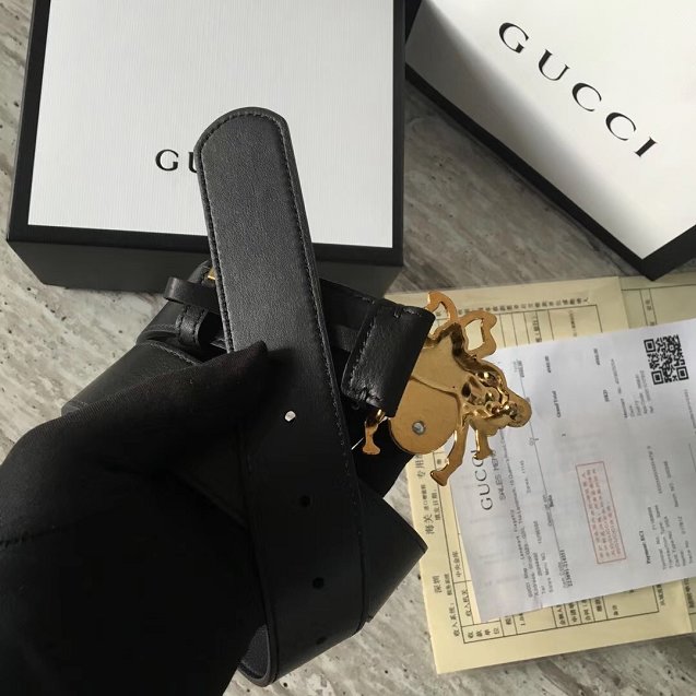 GG original calfskin bee buckle belt 20mm 114984 black