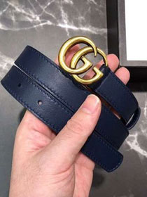 GG original calfskin belt 20mm 409417 navy blue