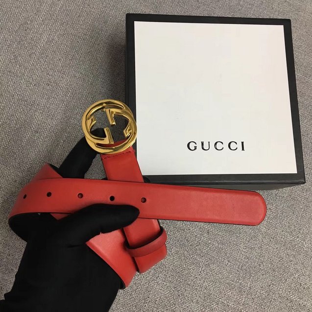 GG original calfskin belt 30mm 370717 red