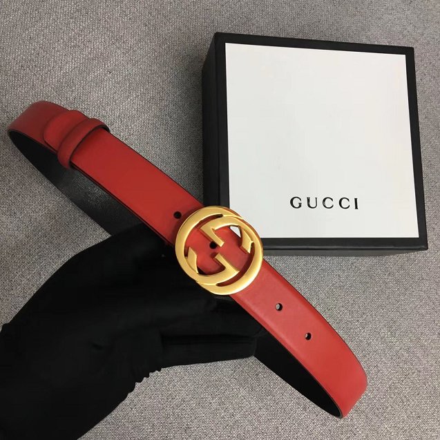 GG original calfskin belt 30mm 370717 red