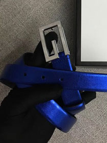 GG original calfskin belt with G buckle 523305 blue