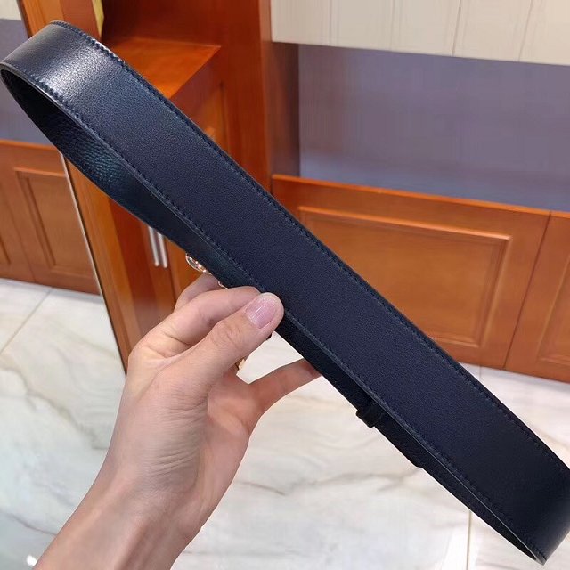 GG original calfskin belt with butterfly 38mm 499634 dark blue