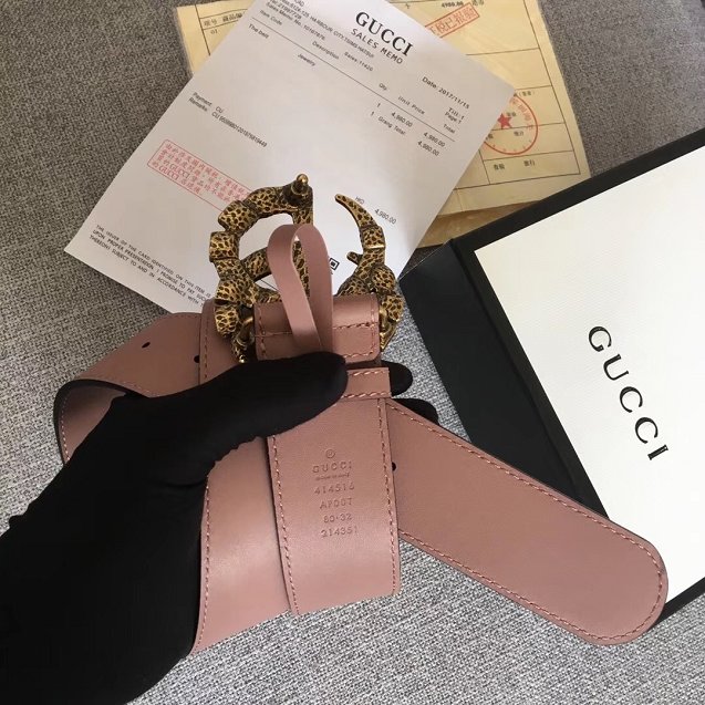 GG original calfskin belt with crystal 38mm 4513183 nude