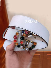 GG original calfskin belt with crystal 38mm 4513183 white