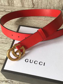 GG original calfskin belt with double G 40mm 409419 red