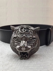 GG original calfskin belt with feline head 40mm 451231 black