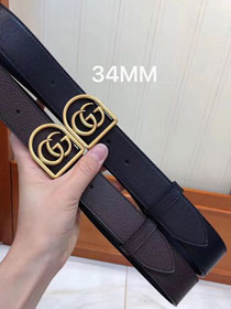 GG original calfskin belt with framed double G 34mm 495128 black