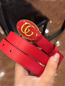 GG original calfskin belt with oval enameled buckle 524117 red