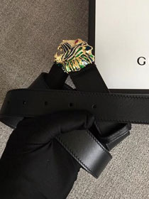 GG original calfskin belt with tiger head 30mm 543152 black