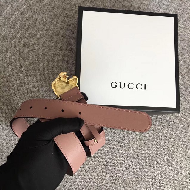 GG original calfskin belt with tiger head 30mm 543152 pink