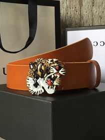 GG original calfskin belt with tiger head 38mm 114984 brown