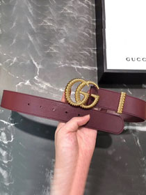 GG original calfskin belt with torchon double G 25mm 524103 bordeaux