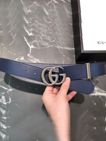 GG original calfskin belt with torchon double G 25mm 524103 dark blue
