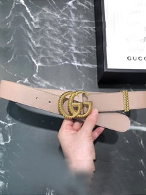 GG original calfskin belt with torchon double G 25mm 524103 nude