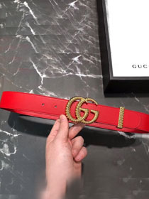 GG original calfskin belt with torchon double G 25mm 524103 red