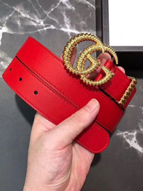 GG original calfskin belt with torchon double G 38mm 524105 red