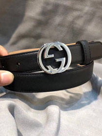 GG original calfskin double G buckle belt 25mm 370717 black