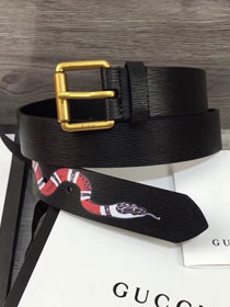 GG original calfskin mens belt with snake 495128 black