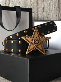 GG original calfskin star buckle belt 38mm 411924 black