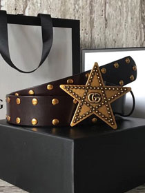 GG original calfskin star buckle belt 38mm 411924 dark coffee