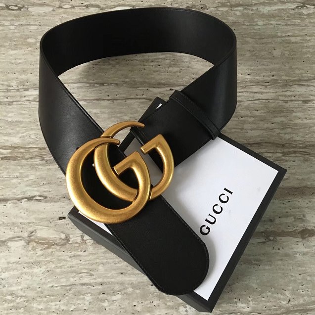 GG original calfskin wide belt 70mm 453265-2 black