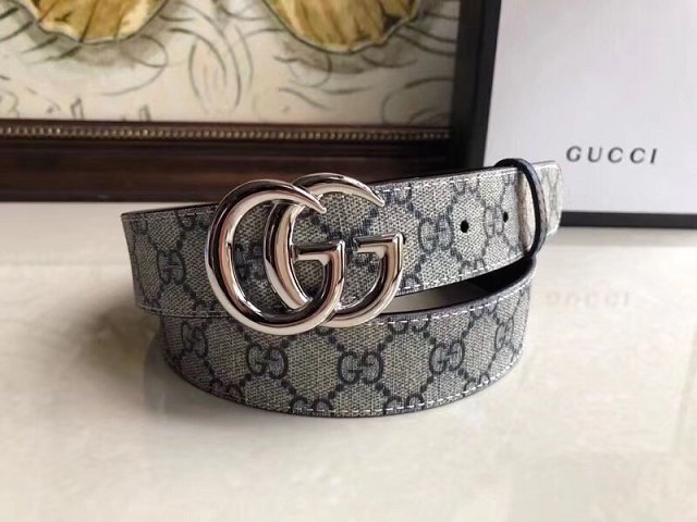 GG original canvas belt with G buckle 35mm 473030 grey