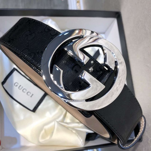 GG original light calfskin belt with G buckle 223891 black