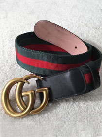 GG original nylon web belt with Double G 38mm 409416 green&red