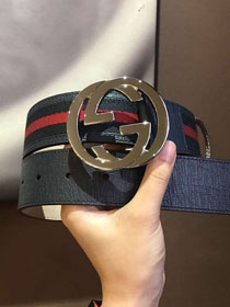 GG original nylon web belt with G buckle 411924 navy blue