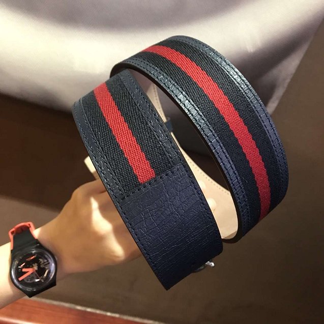 GG original nylon web belt with G buckle 411924 navy blue