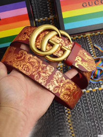 GG original print calfskin belt 40mm 409416 bordeaux