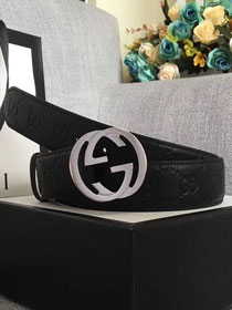 GG original signature calfskin belt 38mm 370543 black