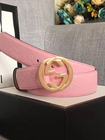 GG original signature calfskin belt 38mm 370543 pink