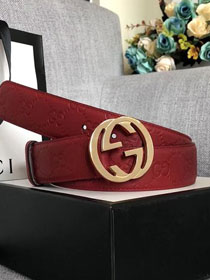 GG original signature calfskin belt 38mm 370543 red